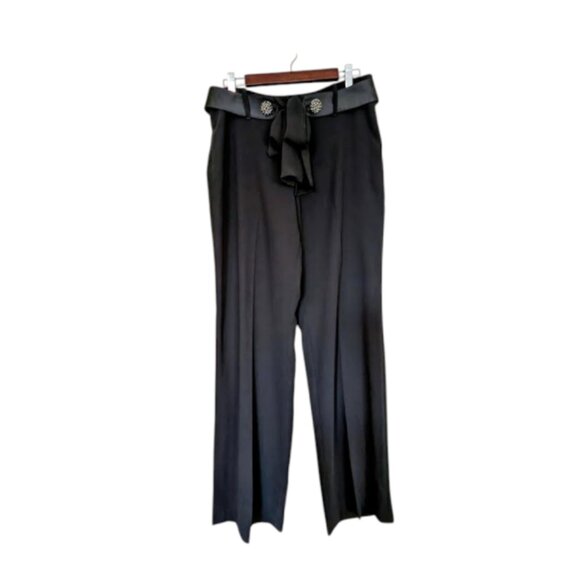 Studio Bill Blass NWT Women's Straight Leg Pants with Tied Chiffon Belt - Picture 3 of 7